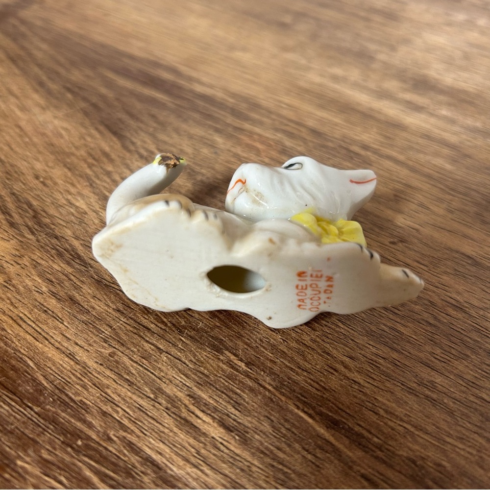 Lot Of 3 Vintage Porcelain Animal Figures Japan Terrier Dog Pig Cat 1940’s - Picture 8 of 12